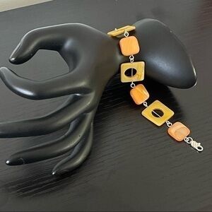 2/$49 Handmade Geometric Shell Bracelet Peach Tangerine Sunshine Yellow 8”